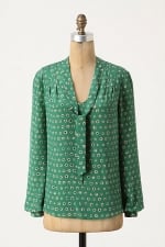 Annie's green polka dot top at Anthropologie