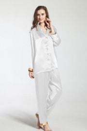 22 Momme Gold Cuff Silk Pajama by Lilly Silk at Lily Silk