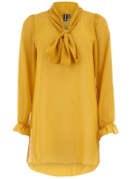 Yellow pussybow blouse at Dorothy Perkins