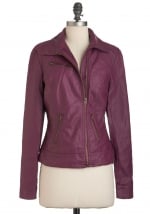 Purple faux-leather jacket at Modcloth