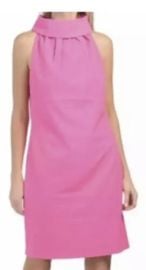 228 Sail to Sable STS Hot Pink Dress Large Shift Sheath High Neck Button eBay at eBay