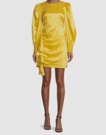 $375 ONE33 Social Women's Yellow Leopard Jacquard Draped Minidress Size 2 at eBay