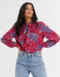 & Other Stories Paisley print pussy-bow blouse in pink at Asos