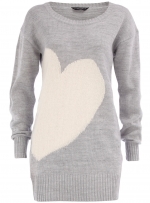 Grey jumper with heart print at Dorothy Perkins