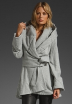 Grey wrap coat like Pennys at Revolve