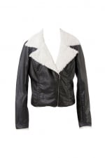 Lapel Black Biker Jacket at Romwe