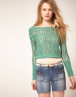 Free People green crochet jumper at Asos