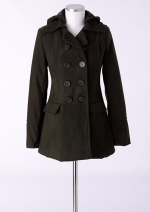 Olive green coat at Delias