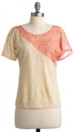 Top with pink lace section at Modcloth