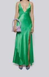 2995 Sergio Hudson Womenaposs Green Charmeuse Zig-zag Seamed Gown Dress Size 6 eBay at eBay