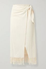 + NET SUSTAIN Randi fringed organic cotton wrap skirt at Net a Porter