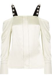 3 1 Phillip Lim   Cold-shoulder faux pearl-embellished silk-satin blouse at Net A Porter