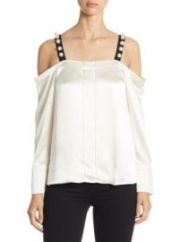 3 1 Phillip Lim - Pearl-Strap Satin Cold-Shoulder Top at Saks Fifth Avenue