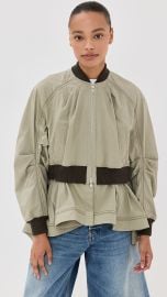 3 1 Phillip Lim Double Layered Bomber Jacket with Flare Hem in fog at Shopbop