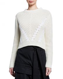 3 1 Phillip Lim Drape-Neck Cropped Cotton Pullover Sweater at Neiman Marcus