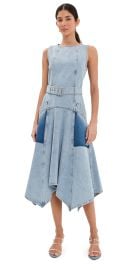 3.1 Phillip Lim Ghost Patch Sleeveless Belted Denim Dress Light Blue 4 at Shopbop