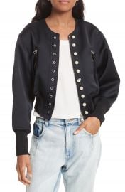 3 1 Phillip Lim Grommet  amp  Faux Pearl Embellished Bomber Jacket at Nordstrom