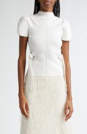 3.1 Phillip Lim Puff Sleeve Mock Neck Rib Top at Nordstrom