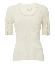 3.1 Phillip Lim Ribbed Button Sleeve Top at Intermix