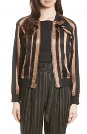 3 1 Phillip Lim Ruffle Stripe Satin Bomber  Nordstrom Exclusive at Nordstrom