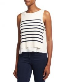 3 1 Phillip Lim Sailor Striped Tank W  Silk Underlay  White Blue at Neiman Marcus