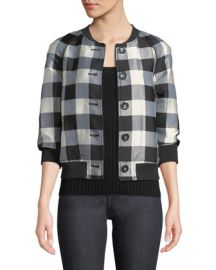 3 1 Phillip Lim Shrunken Gingham Jacquard Bomber Jacket at Neiman Marcus