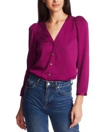 3/4-Sleeve Puffed-Shoulder Top at Macys