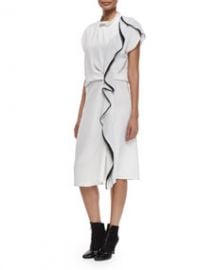 31 Phillip Lim Distorted Ruffle Silk Dress Antique White at Neiman Marcus