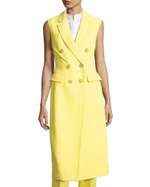 31 Phillip Lim Long Double-Breasted Structured Crepe Vest Citrine - at Bergdorf Goodman