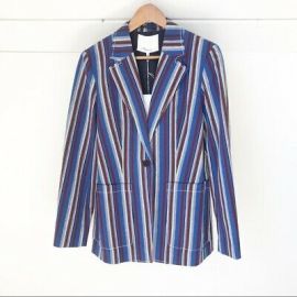 31 Phillip Lim Oversized Striped Cotton Blazer CobaltVino Womens 8 New 395 at eBay