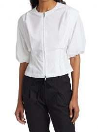 31 Phillip Lim Puff-Sleeve Poplin Zip-Up Top  SaksFifthAvenue at Saks Fifth Avenue