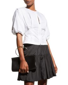 31 Phillip Lim Puff-Sleeve Poplin Zip-Up Top at Neiman Marcus