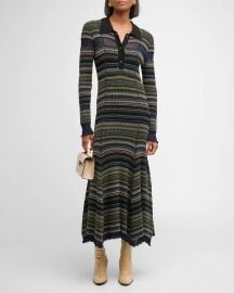 31 Phillip Lim Reversible Long-Sleeve Striped Maxi Dress at Neiman Marcus