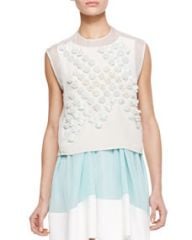 31 Phillip Lim Sleeveless Dandelion Crop Top Ivory at Neiman Marcus