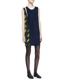 31 Phillip Lim Sleeveless Print-Paneled Shift Dress at Neiman Marcus