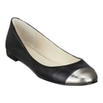 Silver capped black flats at Ninewest