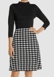 320 Nanette Lepore Womenamp039s Black Houndstooth Combo Fit ampamp Flare Dress Size M eBay at eBay