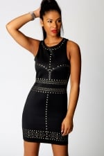 Black studded dress at Boohoo