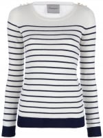 Serena's white and navy blue striped sweater at Farfetch