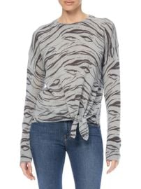 360 Cashmere Kourtney Zebra Print Tie-Front Cashmere Sweater on SALE at Saks Off 5th