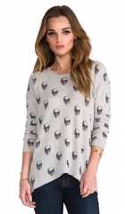 360 Sweater Skull Cashmere Jack Crew Sweater in Powder Grey and Gunmetal  REVOLVE at Revolve