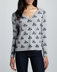 360Sweater V-Neck Skull Sweater at Neiman Marcus