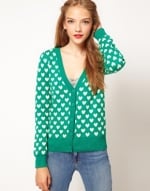 Green and white cardigan at Asos