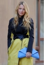 Serena's blue clutch at Singer 22