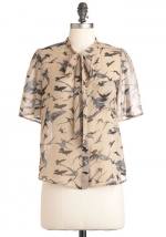 Bird print blouse like Annies at Modcloth