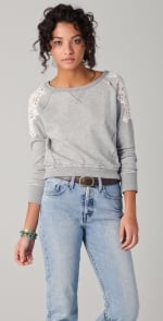 Grey sweater with lace details at Shopbop