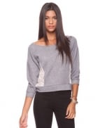 Grey sweater with lace details at Forever 21