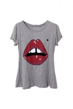 Similar lips print shirt at Romwe