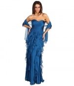 Blue ruffle gown at Zappos