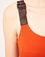 Orange buckle strap dress at Asos